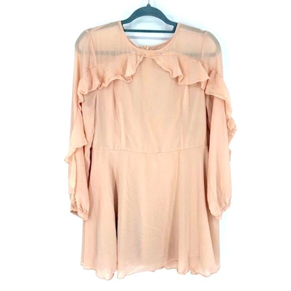 Lulus “Long Time Love” Peach Long Sleeve Skater Mini Dress – XL - Picture 3 of 7